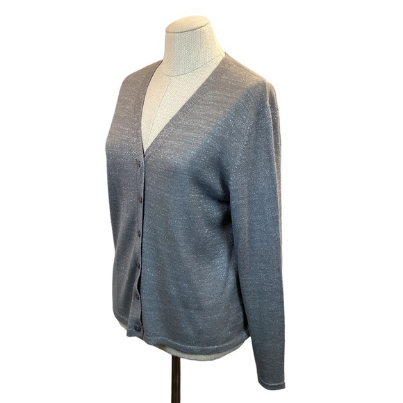 Field Manor Merino Wool Blend Cardigan Silver Metallic - Picture 3 of 6